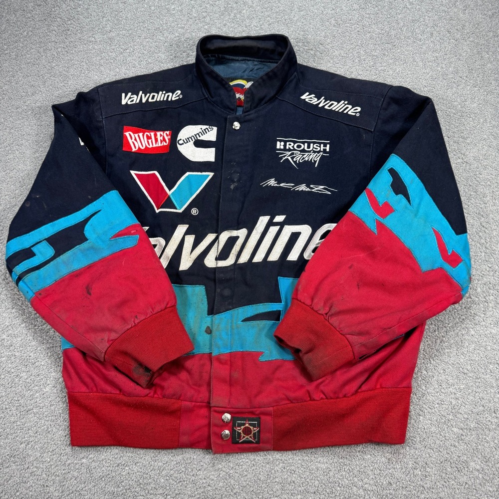 Vintage 90s NASCAR Racing Jacket Men's Large Jeff Hamilton Valvoline Made In USA